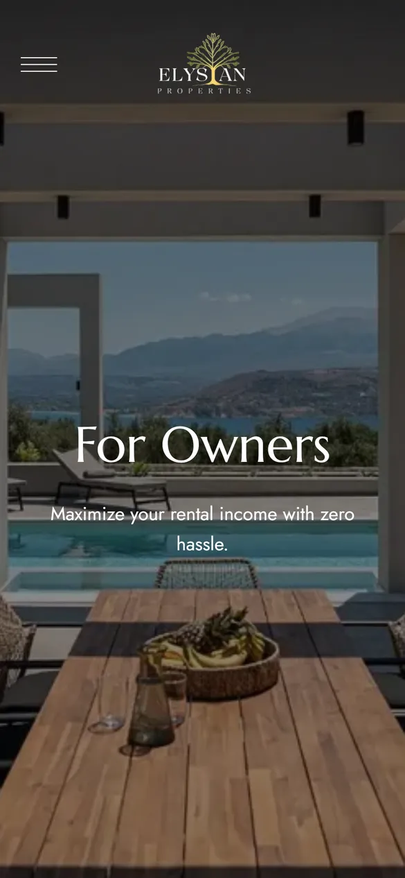 The For Owners page on a phone